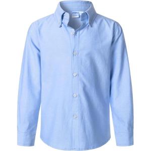 imageVATPAVE Boys Dress Shirts Long Sleeve Button Down Shirts Formal Uniform Solid Oxford ShirtLightblue