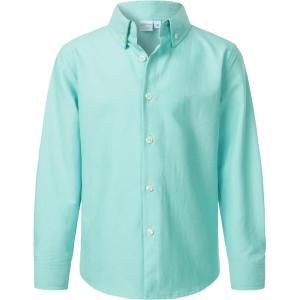 imageVATPAVE Boys Dress Shirts Long Sleeve Button Down Shirts Formal Uniform Solid Oxford ShirtLightgreen