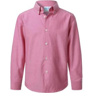 imageVATPAVE Boys Dress Shirts Long Sleeve Button Down Shirts Formal Uniform Solid Oxford ShirtRed