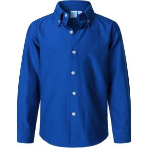 imageVATPAVE Boys Dress Shirts Long Sleeve Button Down Shirts Formal Uniform Solid Oxford ShirtRoyalblue