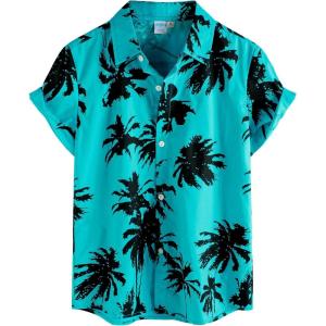imageVATPAVE Boys Hawaiian Shirt Short Sleeve Button Down Shirt Summer Beach Shirts for Kids 614 YearsAquablue