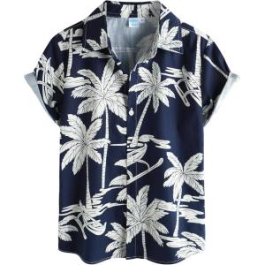 imageVATPAVE Boys Hawaiian Shirt Short Sleeve Button Down Shirt Summer Beach Shirts for Kids 614 YearsNavy White