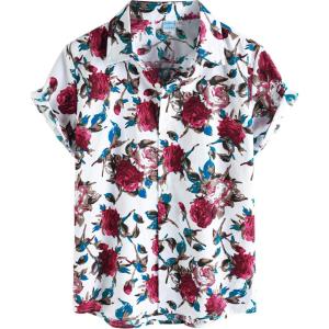 imageVATPAVE Boys Hawaiian Shirt Short Sleeve Button Down Shirt Summer Beach Shirts for Kids 614 YearsWhite Blue