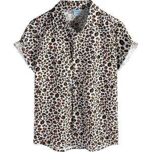 imageVATPAVE Boys Hawaiian Shirt Short Sleeve Button Down Shirt Summer Beach Shirts for Kids 614 YearsWhite Brown