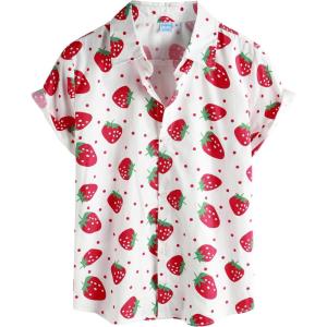 imageVATPAVE Boys Hawaiian Shirt Short Sleeve Button Down Shirt Summer Beach Shirts for Kids 614 YearsWhite Red