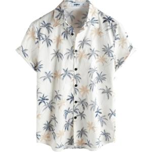 imageVATPAVE Mens 100 Cotton Hawaiian Shirts Floral Short Sleeve Button Down Shirts Summer Beach ShirtsBeige