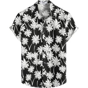 imageVATPAVE Mens 100 Cotton Hawaiian Shirts Floral Short Sleeve Button Down Shirts Summer Beach ShirtsBlack Coconut Tree