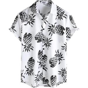 imageVATPAVE Mens 100 Cotton Hawaiian Shirts Floral Short Sleeve Button Down Shirts Summer Beach ShirtsWhite
