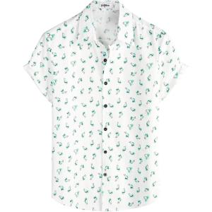 imageVATPAVE Mens 100 Cotton Hawaiian Shirts Floral Short Sleeve Button Down Shirts Summer Beach ShirtsWhite Parrot
