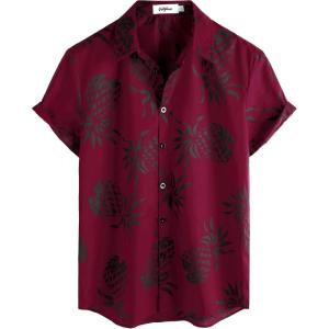 imageVATPAVE Mens 100 Cotton Hawaiian Shirts Floral Short Sleeve Button Down Shirts Summer Beach ShirtsWinered