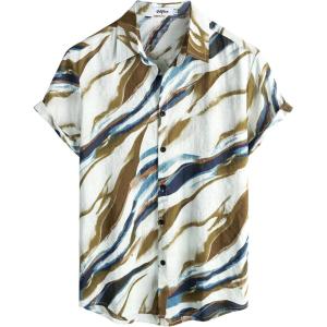 imageVATPAVE Mens Casual Hawaiian Floral Shirts Short Sleeve Button Down Tropical Shirts Beach Summer ShirtsBeige Blue