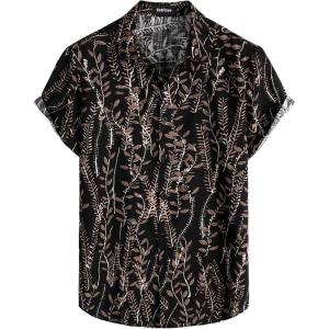 imageVATPAVE Mens Casual Hawaiian Floral Shirts Short Sleeve Button Down Tropical Shirts Beach Summer ShirtsBlack