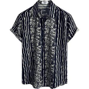 imageVATPAVE Mens Casual Hawaiian Floral Shirts Short Sleeve Button Down Tropical Shirts Beach Summer ShirtsBlack Beige