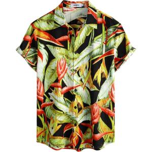 imageVATPAVE Mens Casual Hawaiian Floral Shirts Short Sleeve Button Down Tropical Shirts Beach Summer ShirtsBlack Green