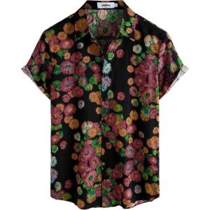 imageVATPAVE Mens Casual Hawaiian Floral Shirts Short Sleeve Button Down Tropical Shirts Beach Summer ShirtsBlack Red