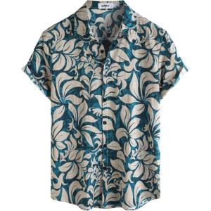 imageVATPAVE Mens Casual Hawaiian Floral Shirts Short Sleeve Button Down Tropical Shirts Beach Summer ShirtsBluekhaki