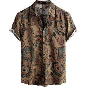 imageVATPAVE Mens Casual Hawaiian Floral Shirts Short Sleeve Button Down Tropical Shirts Beach Summer ShirtsBrown
