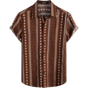 imageVATPAVE Mens Casual Hawaiian Floral Shirts Short Sleeve Button Down Tropical Shirts Beach Summer ShirtsCoffee