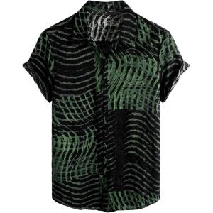 imageVATPAVE Mens Casual Hawaiian Floral Shirts Short Sleeve Button Down Tropical Shirts Beach Summer ShirtsDark Green