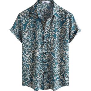 imageVATPAVE Mens Casual Hawaiian Floral Shirts Short Sleeve Button Down Tropical Shirts Beach Summer ShirtsDarkblue White