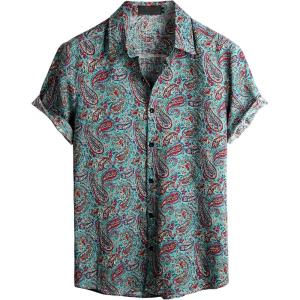 imageVATPAVE Mens Casual Hawaiian Floral Shirts Short Sleeve Button Down Tropical Shirts Beach Summer ShirtsGreen