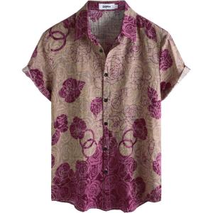 imageVATPAVE Mens Casual Hawaiian Floral Shirts Short Sleeve Button Down Tropical Shirts Beach Summer ShirtsKhaki