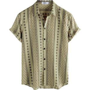 imageVATPAVE Mens Casual Hawaiian Floral Shirts Short Sleeve Button Down Tropical Shirts Beach Summer ShirtsKhaki Black