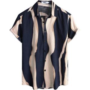 imageVATPAVE Mens Casual Hawaiian Floral Shirts Short Sleeve Button Down Tropical Shirts Beach Summer ShirtsNavy Beige
