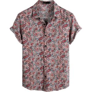 imageVATPAVE Mens Casual Hawaiian Floral Shirts Short Sleeve Button Down Tropical Shirts Beach Summer ShirtsPink