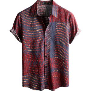imageVATPAVE Mens Casual Hawaiian Floral Shirts Short Sleeve Button Down Tropical Shirts Beach Summer ShirtsRed