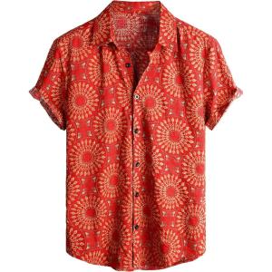 imageVATPAVE Mens Casual Hawaiian Floral Shirts Short Sleeve Button Down Tropical Shirts Beach Summer ShirtsRed Sunflower