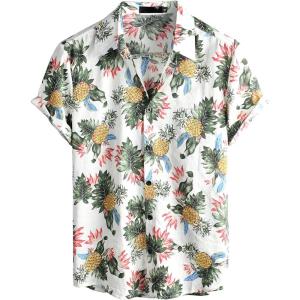 imageVATPAVE Mens Casual Hawaiian Floral Shirts Short Sleeve Button Down Tropical Shirts Beach Summer ShirtsWhitepineapple