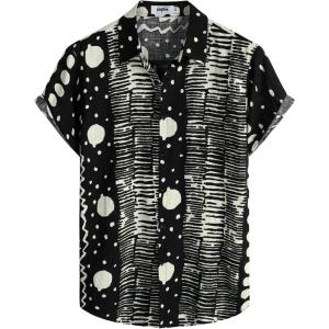 imageVATPAVE Mens Casual Short Sleeve Button Down Shirts Regular Fit Hawaiian Summer ShirtBlack Beige