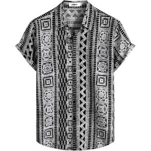 imageVATPAVE Mens Casual Short Sleeve Button Down Shirts Regular Fit Hawaiian Summer ShirtBlack Gray