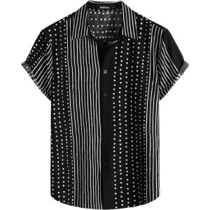 imageVATPAVE Mens Casual Short Sleeve Button Down Shirts Regular Fit Hawaiian Summer ShirtBlack Stripe