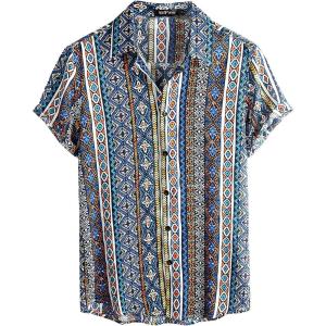 imageVATPAVE Mens Casual Short Sleeve Button Down Shirts Regular Fit Hawaiian Summer ShirtBlue