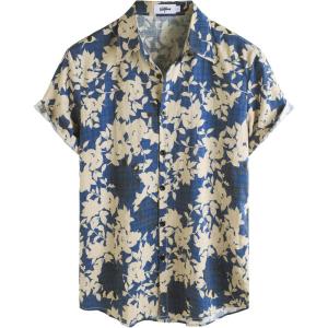 imageVATPAVE Mens Casual Short Sleeve Button Down Shirts Regular Fit Hawaiian Summer ShirtBlue White