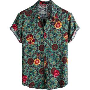 imageVATPAVE Mens Casual Short Sleeve Button Down Shirts Regular Fit Hawaiian Summer ShirtGreen