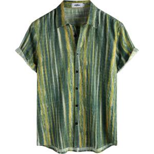 imageVATPAVE Mens Casual Short Sleeve Button Down Shirts Regular Fit Hawaiian Summer ShirtGreen Yellow