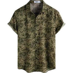 imageVATPAVE Mens Casual Short Sleeve Button Down Shirts Regular Fit Hawaiian Summer ShirtKhaki Brown