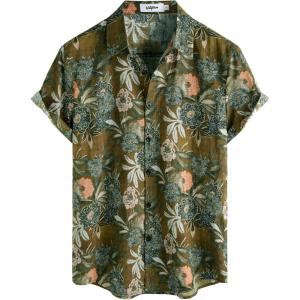 imageVATPAVE Mens Casual Short Sleeve Button Down Shirts Regular Fit Hawaiian Summer ShirtKhakiwhite