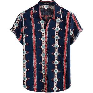 imageVATPAVE Mens Casual Short Sleeve Button Down Shirts Regular Fit Hawaiian Summer ShirtNavy Red