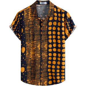 imageVATPAVE Mens Casual Short Sleeve Button Down Shirts Regular Fit Hawaiian Summer ShirtOrange Navy