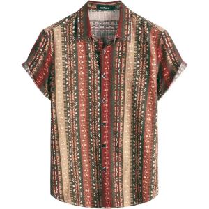 imageVATPAVE Mens Casual Short Sleeve Button Down Shirts Regular Fit Hawaiian Summer ShirtRed Stripe
