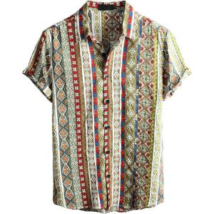 imageVATPAVE Mens Casual Short Sleeve Button Down Shirts Regular Fit Hawaiian Summer ShirtYellow