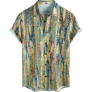 imageVATPAVE Mens Casual Short Sleeve Button Down Shirts Regular Fit Hawaiian Summer ShirtYellow Blue
