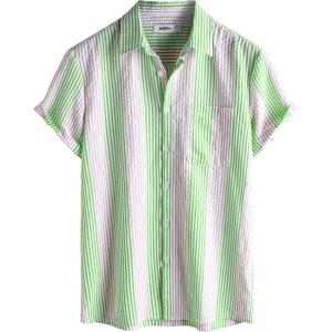 imageVATPAVE Mens Casual Striped Shirts Short Sleeve Button Down Summer Shirts Regular Fit Beach Shirts with PocketGray Green