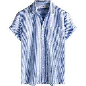 imageVATPAVE Mens Casual Striped Shirts Short Sleeve Button Down Summer Shirts Regular Fit Beach Shirts with PocketLightblue White