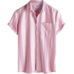 imageVATPAVE Mens Casual Striped Shirts Short Sleeve Button Down Summer Shirts Regular Fit Beach Shirts with PocketRed White