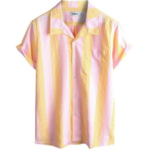 imageVATPAVE Mens Casual Striped Shirts Short Sleeve Button Down Summer Shirts Regular Fit Beach Shirts with PocketYellow Pink